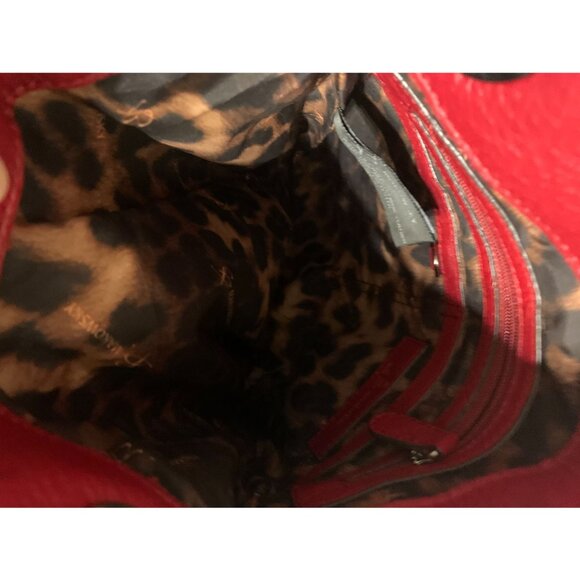 B. Makowsky Red Soft Pebble Leather Crossbody Bag - Picture 13 of 16